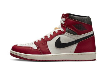 提げ篭シューズ バッシュ スニーカー  ロスト アンド ファウンド  ジョーダン Jordan Air Jordan 1 High Retro OG Red/Black-Sail-Muslin   表どおり