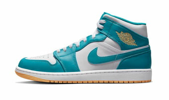 バスケットシューズ バッシュ スニーカー ジョーダン Jordan Air Jordan 1 Mid Aqua tone Blue/White ストリート