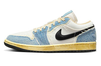 バスケットシューズ バッシュ スニーカー ヴィンテージ風 ジョーダン Jordan Air Jordan 1 Low SE Sashiko Blue Gray/Black/Pale Ivory ストリート|バスケ@TOKYO UltimateCollection