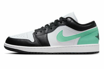 提げ篭シューズ バッシュ スニーカー   ジョーダン Jordan Air Jordan 1 Low Green Glow White/Black/Green   表どおり