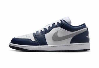 提げ篭シューズ バッシュ スニーカー   ジョーダン Jordan Air Jordan 1 Low  White/Navy/Gray   表どおり