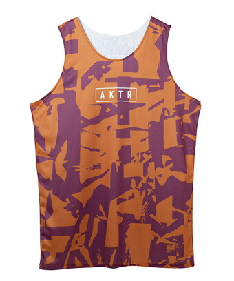 提げ篭ノースリーブ 貯蔵タンクとっ始め 御召しもの   出演者 AKTR CUT-UP CAMO REVERSIBLE TANK ORANGExWHITE   【MEN\u0027S】
