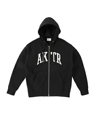 バスケットパーカー ウェア 秋冬物 アクター AKTR COLLEGE LOGO SWEAT ZIP HOODIE BLACK 【MEN'S】