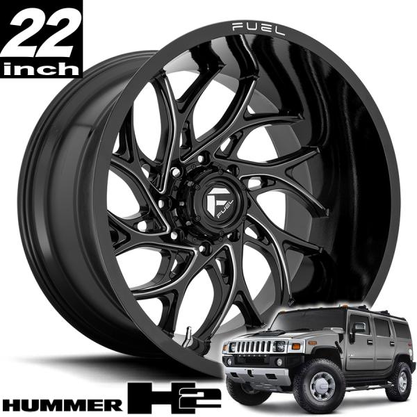 FUEL OFFROAD フューエルオフロード RUNNER (ランナー) D741 グロスブラックミルド 22インチアルミホイール ハマーH2 オーバーフェンダーサイズ D74122208247｜アルティメイト店