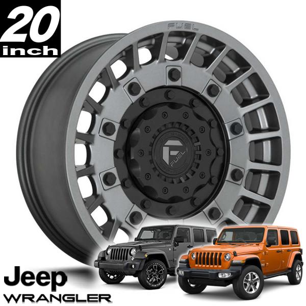 FUEL OFFROAD フューエルオフロード MILITIA（ミリティア）D726 アンスラサイト/マットブラック 20インチアルミホイール JK/JLラングラー/JTグラディエーター オーバーフェンダー用 D72620002647