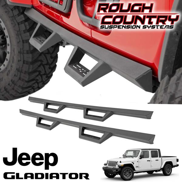 ROUGH COUNTRY コンタードドロップステップ テクスチャーブラック（2020y- JEEP JTグラディエーター用）90762