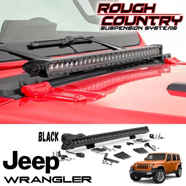 ROUGH COUNTRY BLACKシリーズ30インチLEDライトバーボンネットキット（JEEP JLラングラー / JTグラディエーター用）p#70054