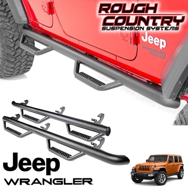 ROUGH COUNTRY ナーフステップ テクスチャーブラック（18y- JEEP JLラングラー 4ドア用）P#90760｜アルティメイト店