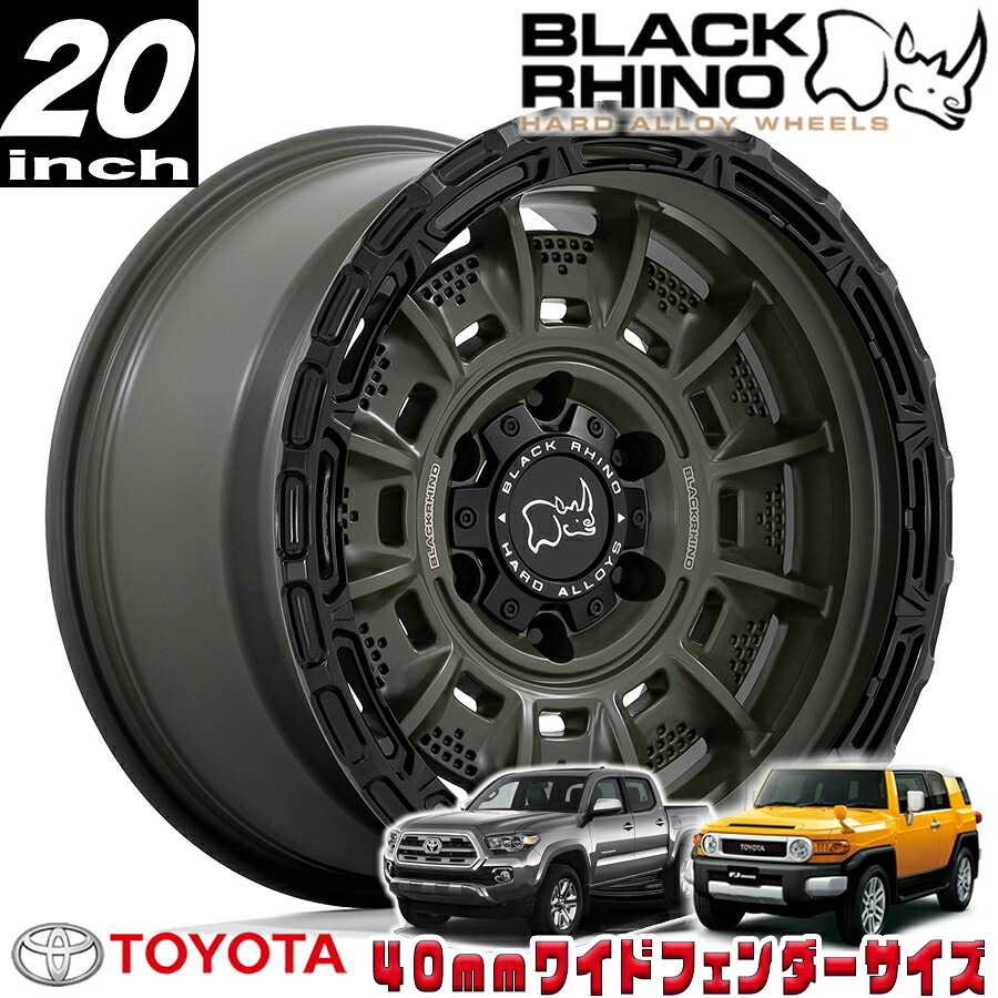 BLACK RHINO LEGION オリーブドラブグリーン/ブラックリップ 20インチアルミホイール 20X10 6H 139.7 -18 トヨタ FJ FJクルーザー/タコマ オーバーフェンダー用 BR002EB20106818N