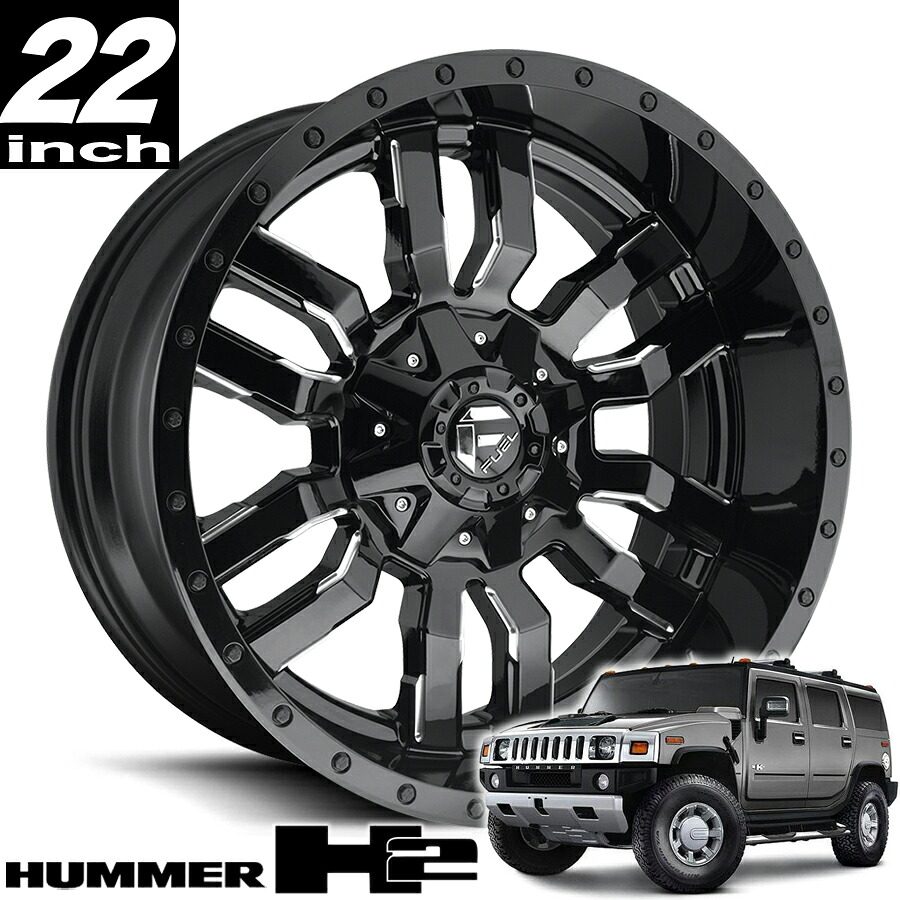 FUEL OFFROAD (フューエルオフロード) SLEDGE (スレッジ) D595 グロスブラックミルド 22インチアルミホイール 22X10 8H 165.1 -18 HUMMER H2 ハマーH2 オーバーフェンダーサイズ D59522008247｜アルティメイト店