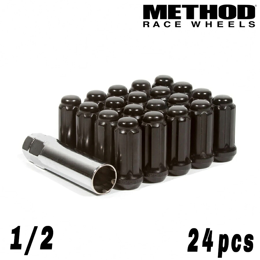 METHOD RACE WHEEL ( メソッドレースホイール ) ブラックナット ロングナット 1/2 24個セット LK-W56012SB|アルティメイト店