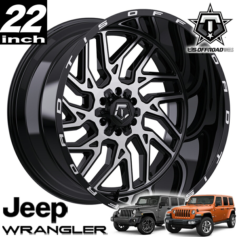 ジープ　ラングラー　JK36L 22インチ社外ホイールタイヤセット　1本難あり ジープ ラングラー JK TIS WHEELS 544BM 22インチ 14J グロス