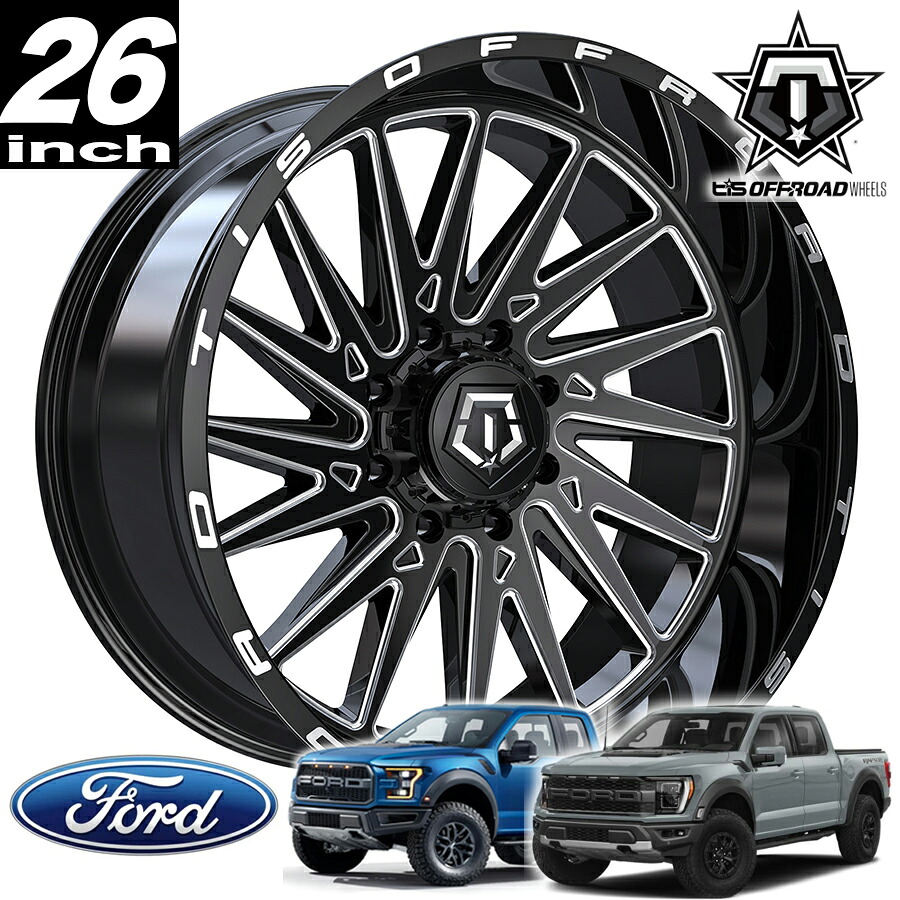 TIS OFFROAD 547BM グロスブラックミルド 26インチアルミホイール 26x12 6H 135 -44 FORD フォード F150 オーバーフェンダー用｜アルティメイト店