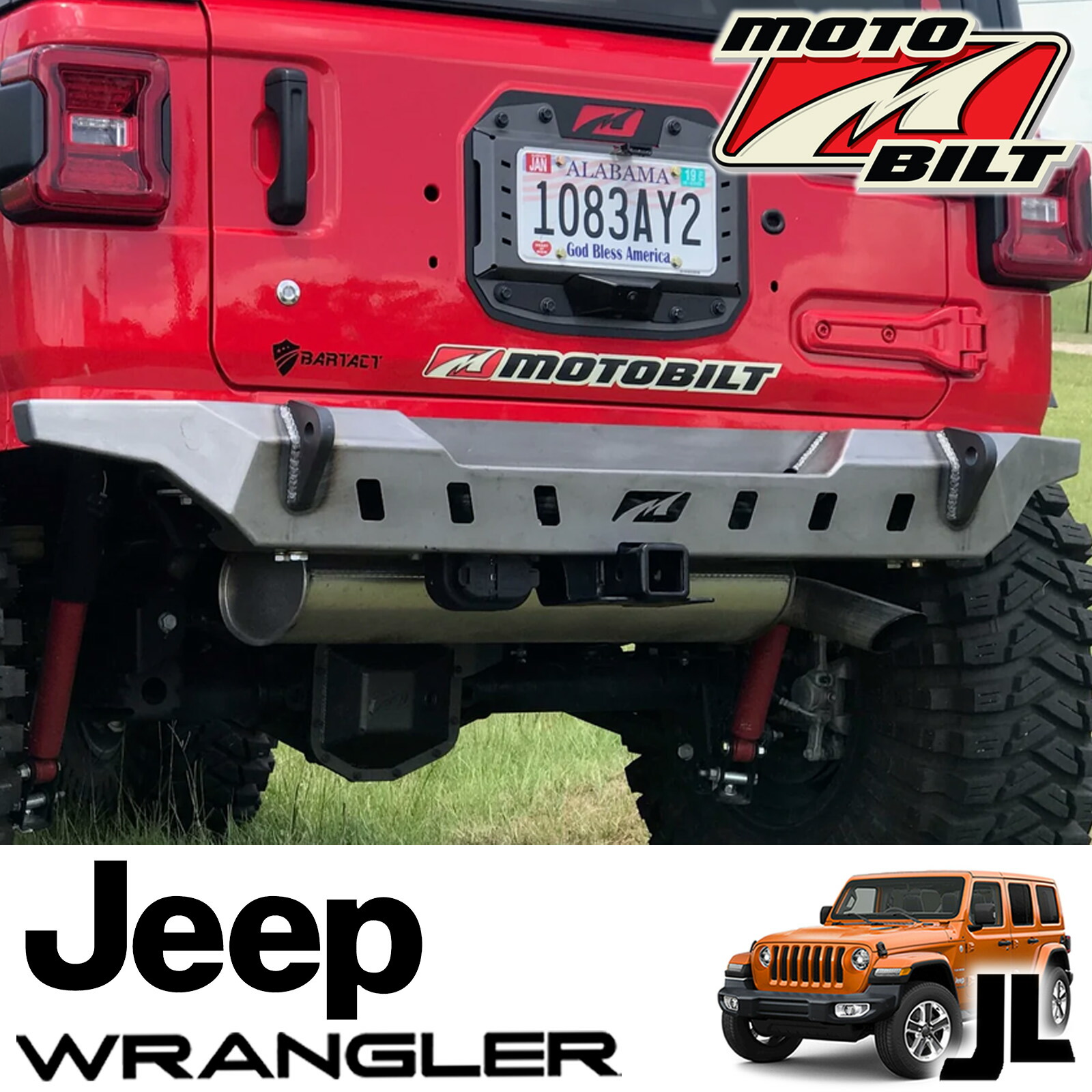 MOTOBILT(モトビルト） クラッシャー リアバンパー スペアタイヤ カットアウト付き 2018年～ ジープ JLラングラー MB1080