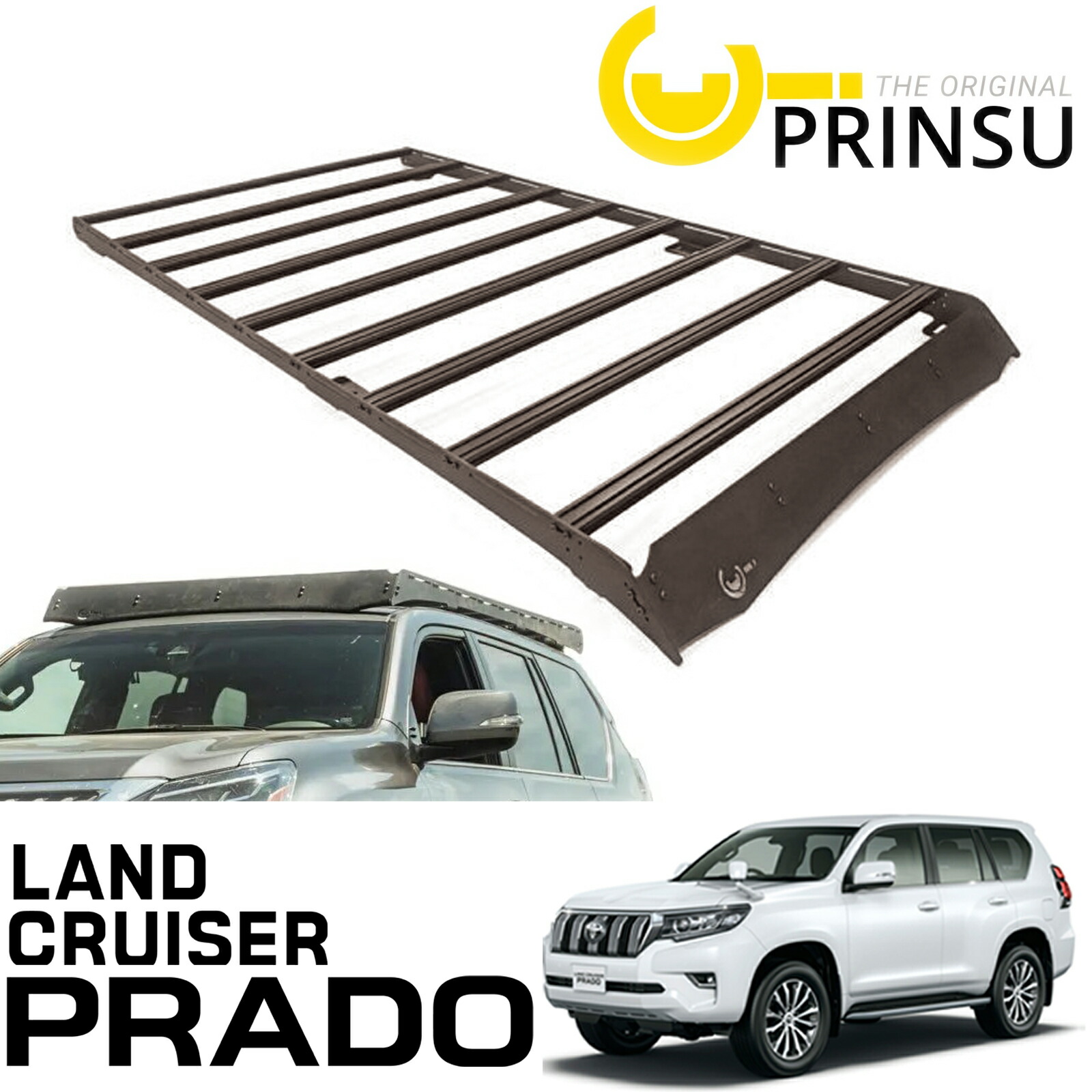 PRINSU ( プリンス ) ルーフラック 09-23y トヨタ 150系プラド ブラック アルミ製 ( WIND DEFLECTOR : スタンダード ) ランクルプラド 150プラド｜アルティメイト店