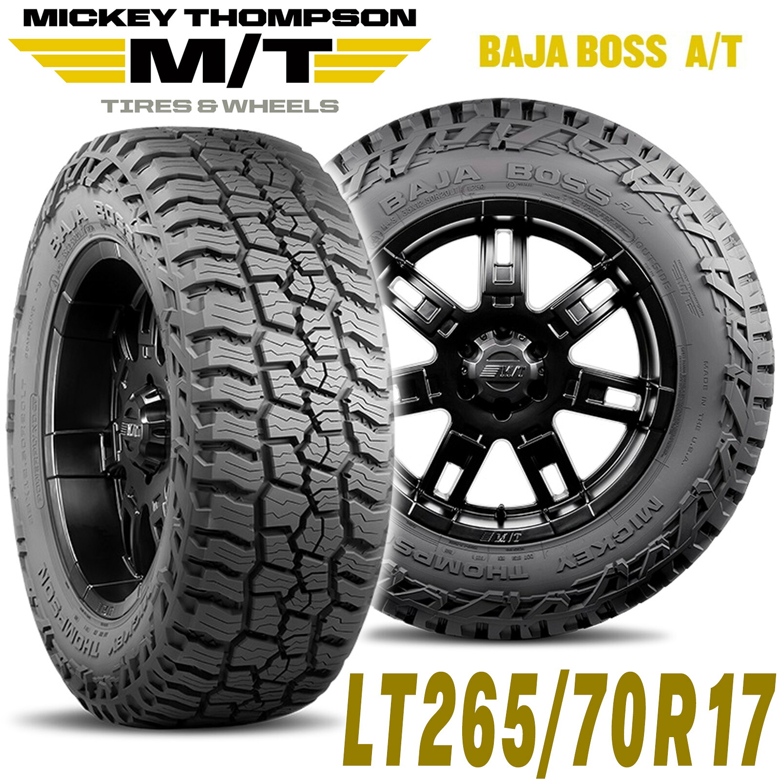 MICKEY THOMPSON ミッキートンプソン BAJA BOSS AT（バハボスエーティー）17インチタイヤ（1本）LT265/70R17 ブラックレター ラジアル オールテレーン AT A/T