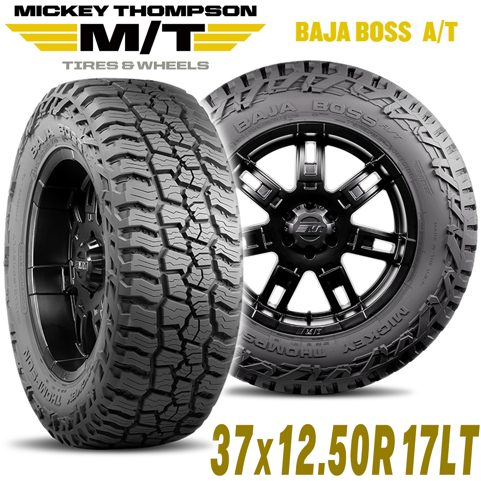 MICKEY THOMPSON ミッキートンプソン BAJA BOSS AT(バハボスエーティー)17インチタイヤ(1本)37X12.50R17LT ブラックレター ラジアル オールテレーン AT A/T