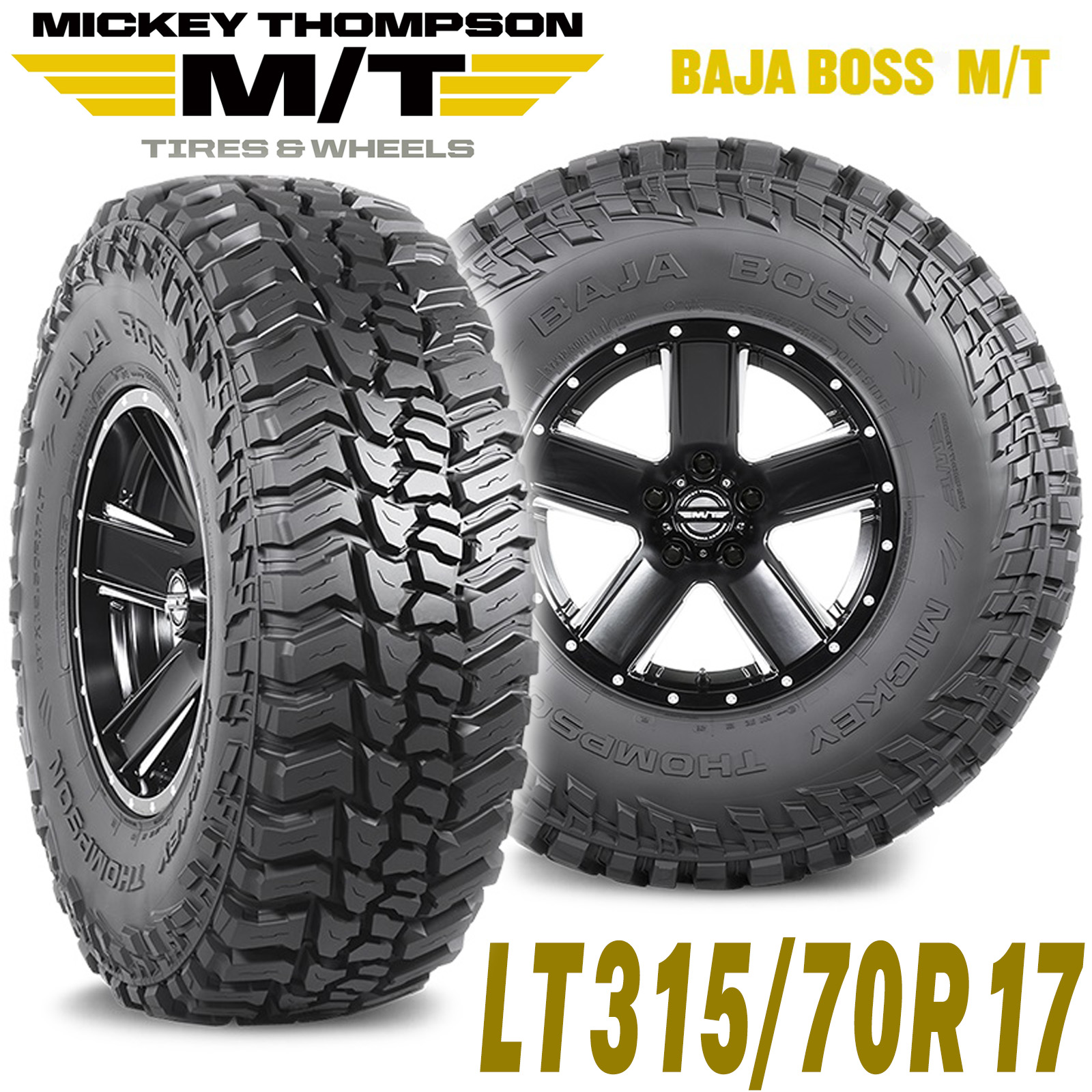 MICKEY THOMPSON ミッキートンプソン BAJA BOSS MT（バハボスエムティー）17インチタイヤ（1本） LT315/70R17 ブラックレター ラジアル マッドテレーン MT M/T