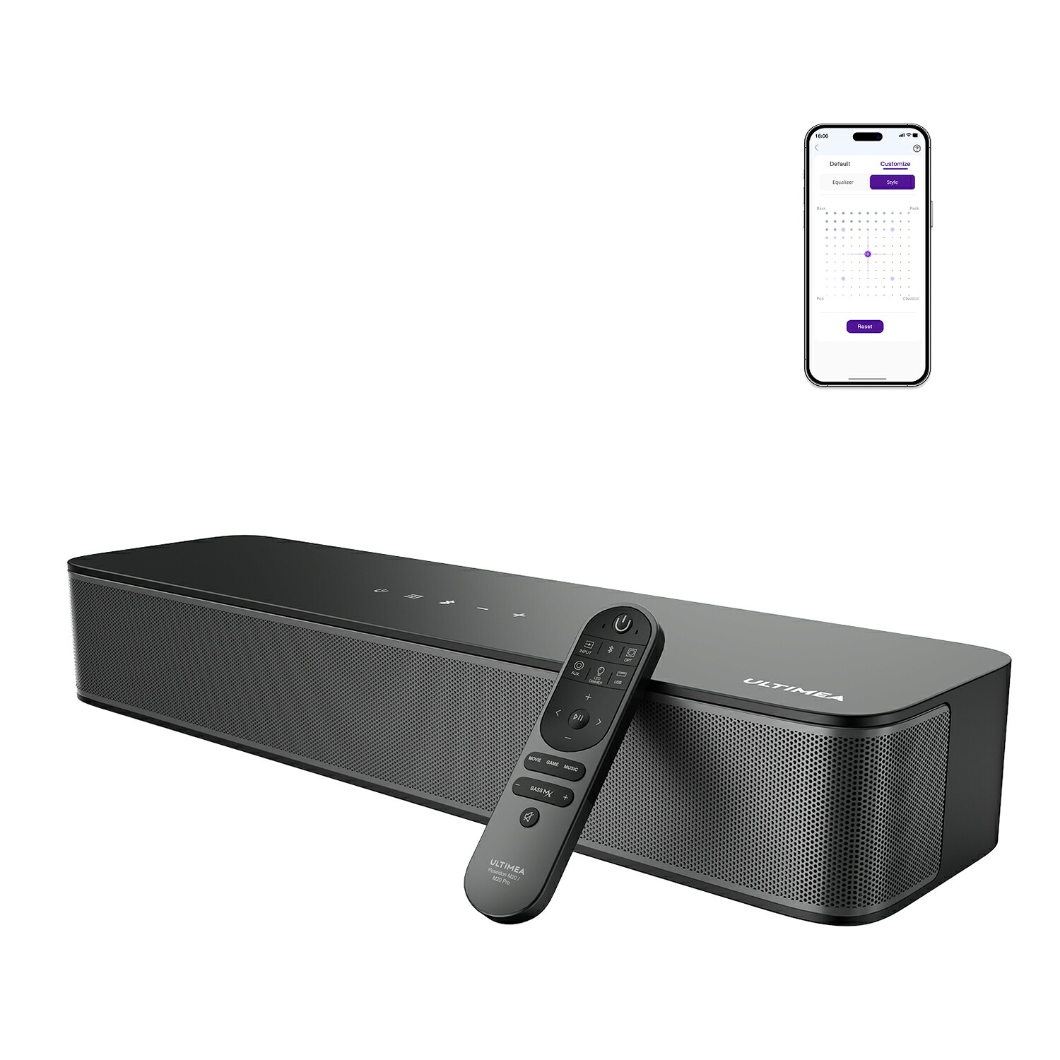送料無料 ULTIMEA Poseidon M20 Pro サウンドバー 2.1ch テレビ用 132W 一体型サブウーファー内蔵 アプリ対応 Bluetooth 5.4 PC・ゲーム対応 重低音調整 光デジタル AUX接続|Ultimea Official Shop