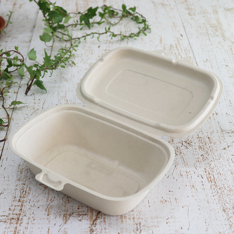 ★500円 クーポン有★ ''バガス 再生紙製容器 パルプヒンジコンテナ M (600ml)187×143×52 300個セット (サトウキビの搾りカスから再生された堆肥可能なパルプ製)業務用 大容量 (メーカー直送品)|ウルトラミックス