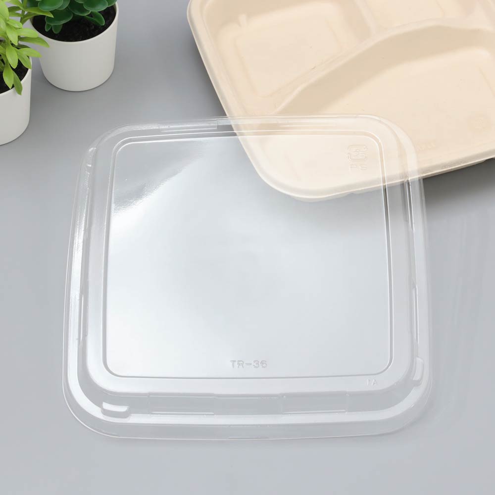 バガス 再生紙製容器用フタ SBT パルプおかずトレイ （181×181×35ｍｍ ）用 蓋 フタ PP ふた 600枚セット お弁当容器 弁当（サトウキビの搾りカスから再生された堆肥可能なパルプ製）業務用 大容量 （メーカー直送品）
