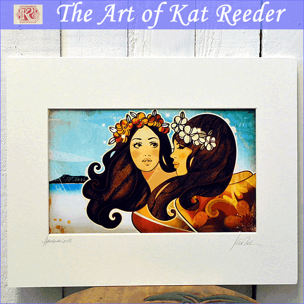 【カットリーダー】【KAT REEDER】 ART PRINT　L　 Hawaiian Girls 【アートプリント】【Hawaii】【処分市 ハワイ　雑貨】 【ハワイアン】ハワイアン雑貨