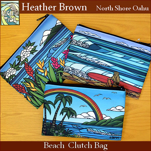 楽天市場 ヘザーブラウン Heather Brown オリジナル ビーチクラッチバッグ ヘザー ブラウン デザインhawaii ハワイ雑貨 ハワイアン ｕｌｕ ｈａｗａｉｉ