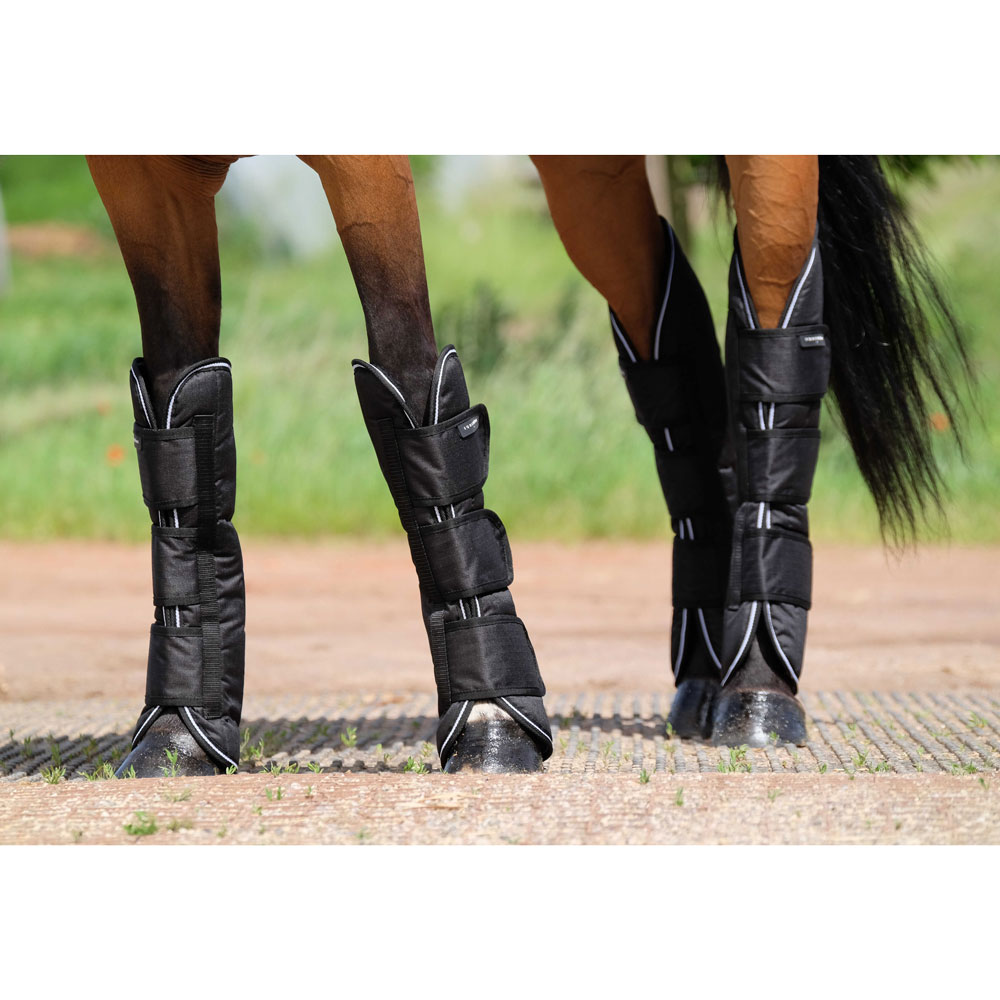 Equi-Theme タイレックス 600Dシッピングブーツ| 乗馬用品 馬具 馬用 輸送用ブーツ トラベルブーツ 輸送プロテクター ロング 馬運車 競技会 脚 保護 黒 ブラック
