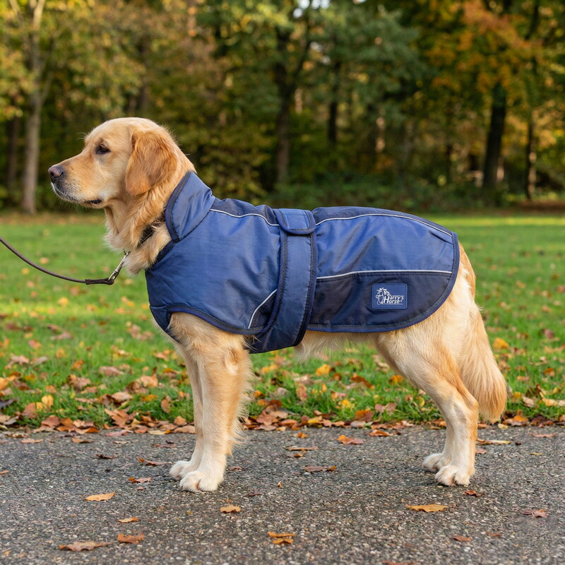 ハリーズホース　ドッグコート-W123ツートン　45cm~65cm（中型犬~大型犬）｜犬　服　ドッグラグ　ドッグウェア　冬　暖かい　フリース　丈夫　防寒　防水　雪　風　散歩