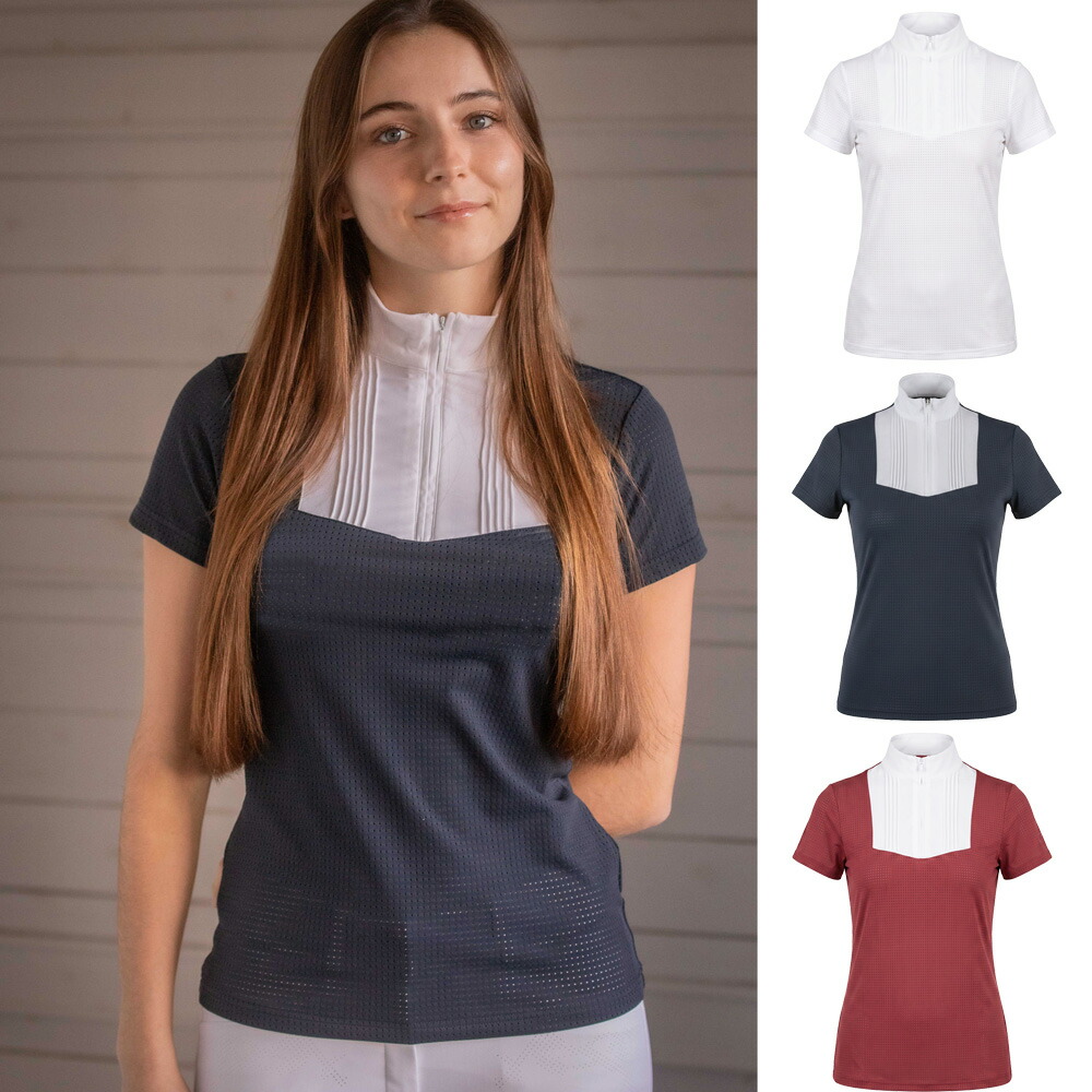 乗馬　競技用シャツ　ペネロペ　レディースショーシャツ　フロレンスｰメッシュ　Penelope　乗馬用品　競技会　試合　検定試験　半袖　女性　お洒落　マイクロパンチ　涼しい　ストレッチ｜乗馬用品　ハフリンガーＭＡＸ