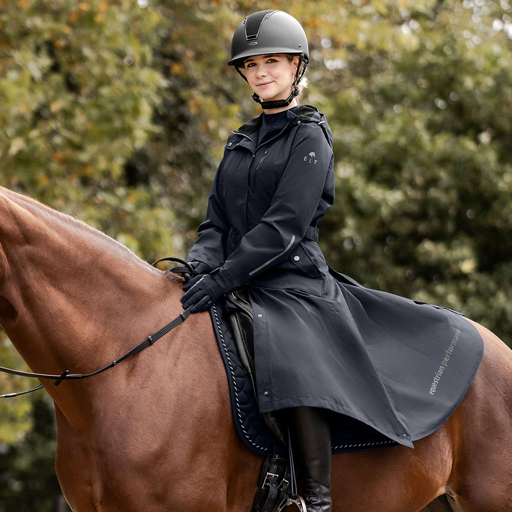 ELT ロングレインコート フェーマルン-N | 乗馬用品 雨具 かっぱ カッパ 防水 ライディングジャケット ロングコート 超ロング 鞍まで覆う 着たまま乗れる 雨の日の乗馬|乗馬用品 ハフリンガーMAX