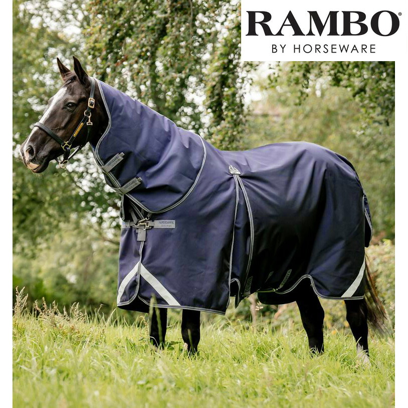 ホースウエア・ランボー（HORSEWEAR Rambo）　オプティモプラス　ターンアウトラグ　バンドル（0gアウター+400gインナー）｜　馬着　冬用　超暖かい　2枚重ね　防水　丈夫　耐久性　動きやすい　アイルランド　中綿　重ね着　インナー　首付き　ネックカバー　放牧　厩舎