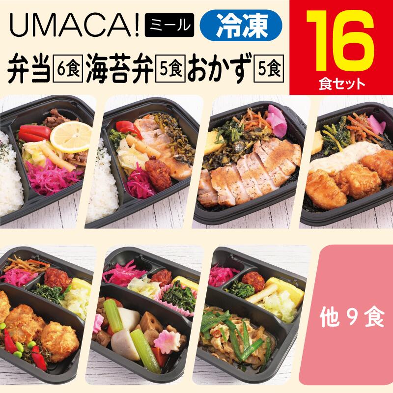 【冷凍弁当〈弁当6食・海苔弁5食・おかず5食〉16食セット】　弁当 簡単 レンチン 冷凍食品 冷凍惣菜 惣菜 九州 ご当地 美味しい グルメ 和食 温めるだけ 時短 保存 UMACA 冷凍