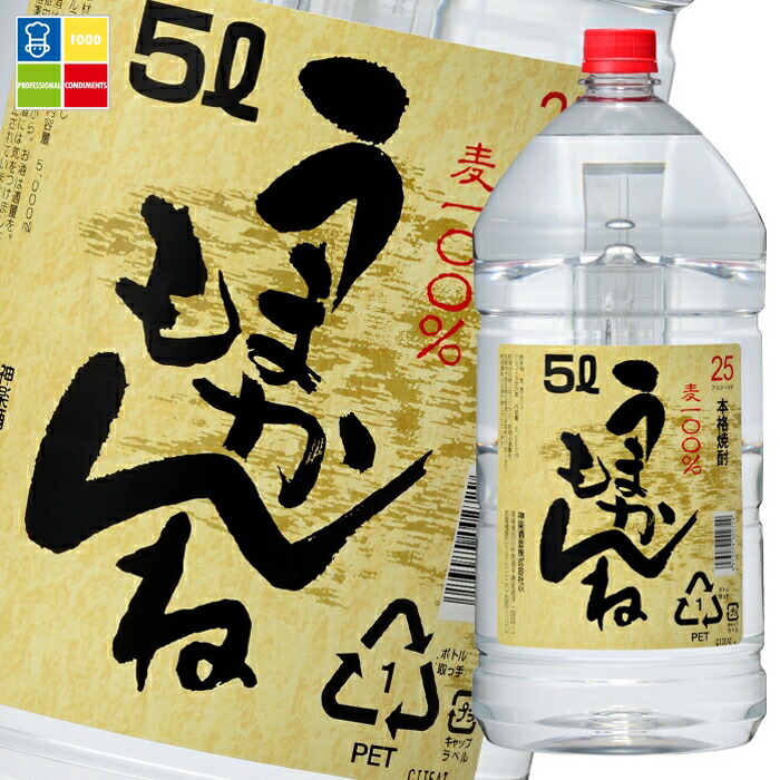 神楽酒造 25度 麦うまかもんね5Lペット×2ケース（全8本） 送料無料