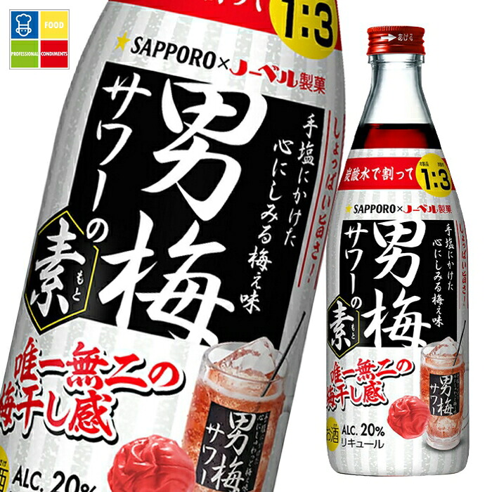 サッポロ 男梅サワーの素20度500ml瓶×2ケース（全24本） 送料無料