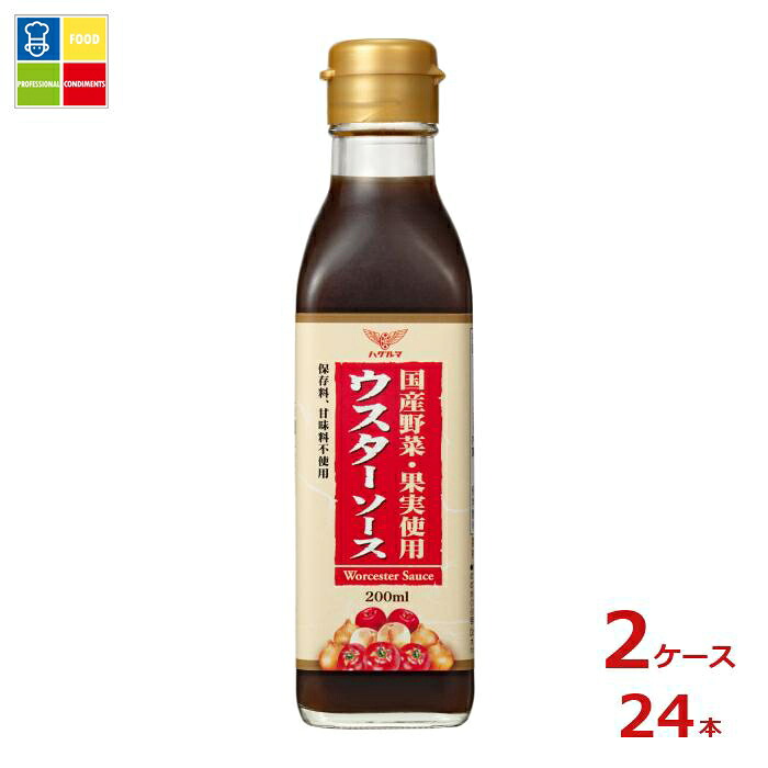 ハグルマ 国産野菜・果実使用 ウスターソース200ml瓶×2ケース（全24本）送料無料