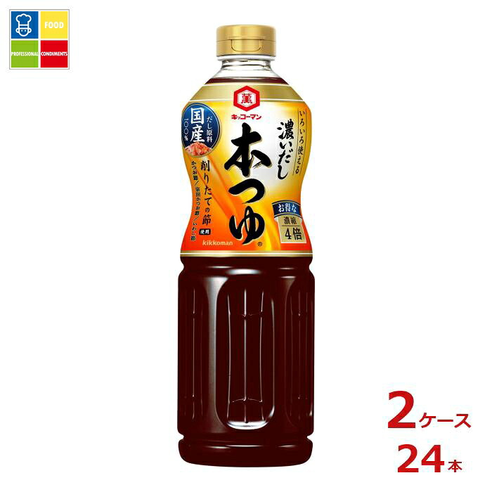 先着限りクーポン付 キッコーマン 濃いだし 本つゆ1L×2ケース（全24本）送料無料【dell】【co】