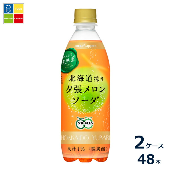先着限りクーポン付 ポッカサッポロ 北海道搾り夕張メロンソーダ500ml×2ケース（全48本）送料無料【co】