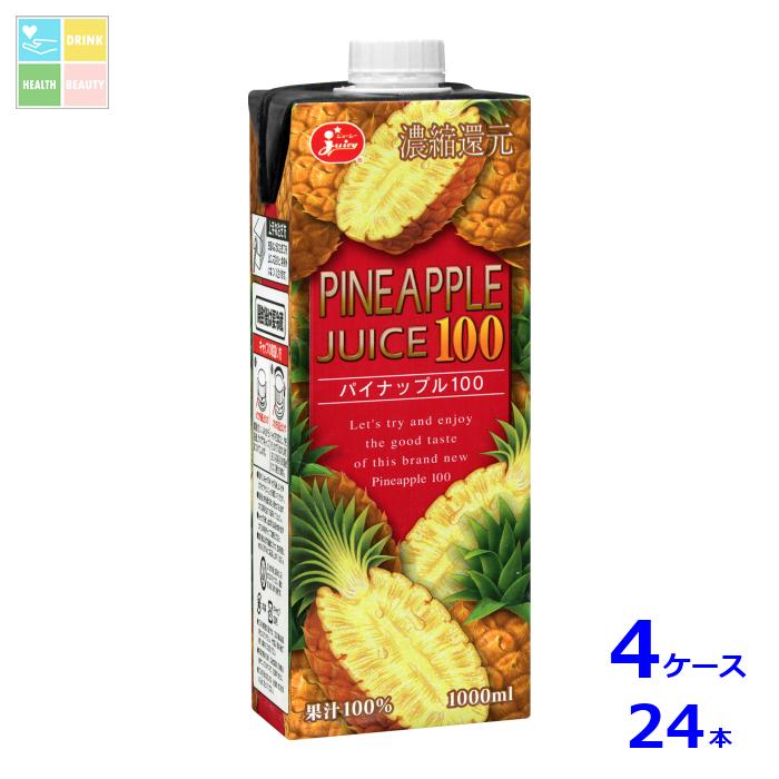 ジューシー パイナップル100 1L紙パック×4ケース(全24本)送料無料|うまいもん屋 美美健康サルーテ