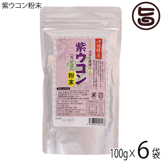沖縄ウコン販売 紫ウコン粉末 100g×6P スタンドパック 沖縄特産 ガジュツ粉末 沖縄産ガジュツ100%使用ウコン