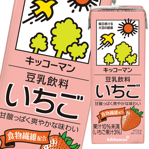 楽天市場 送料無料 キッコーマン 豆乳飲料 いちご0ml紙パック 3ケース 全54本 近江うまいもん屋