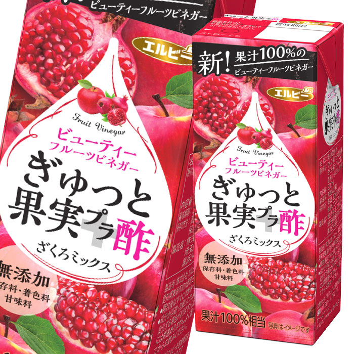 海外 エルビー ぎゅっと果実 酢 ざくろミックス200ml紙パック×4ケース 全96本 fucoa.cl