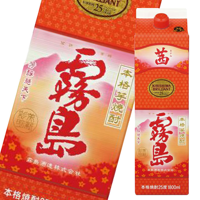 霧島酒造 25度茜霧島1.8L 紙パック &times;1ケース（全6本）送料無料｜近江うまいもん屋 10,442円