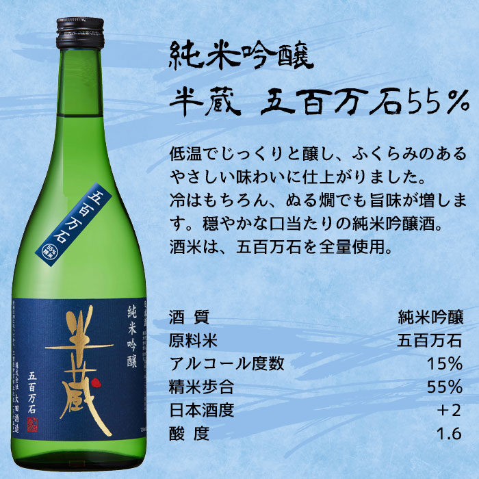 定価の88％ＯＦＦ 三重県 大田酒造 半蔵 純米吟醸 五百万石55％1.8L瓶×1ケース 全6本 fucoa.cl