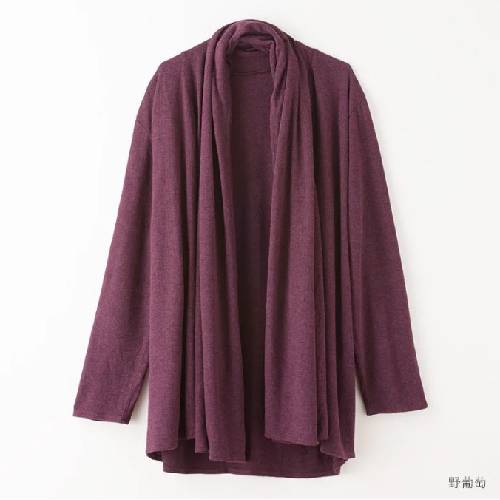 【竹布特典】癒布 2WAYカーディガン 野葡萄（のぶどう） Ｍ～Ｌ 【ナファ生活研究所】 ※送料無料（一部地域を除く）
