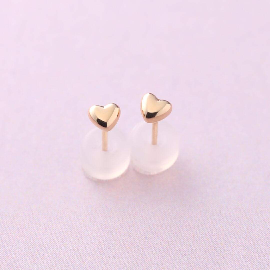 K18 YG ハートモチーフ ピアス P-15