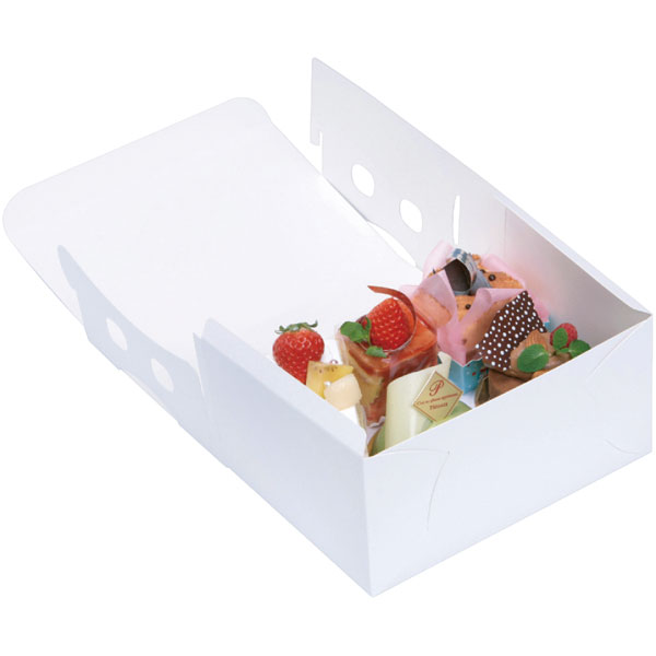 ケーキ箱 １０５　白ショート折　＃１０【キーワード】洋菓子、ショートケーキ、ケーキ箱、ガトーケース、ギフトボックス、化粧箱、フタ一体型、テイクアウトボックス、洋菓子店向け