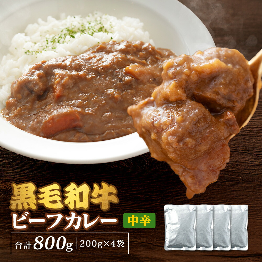 具材30％！黒毛和牛ビーフカレー 中辛 200g×4袋（合計800g）