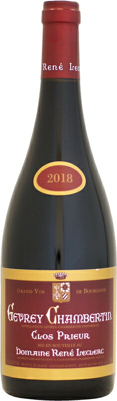 ドメーヌ・ルネ・ルクレール ジュヴレ・シャンベルタン クロ・プリウール [2018]750ml 9,240円
