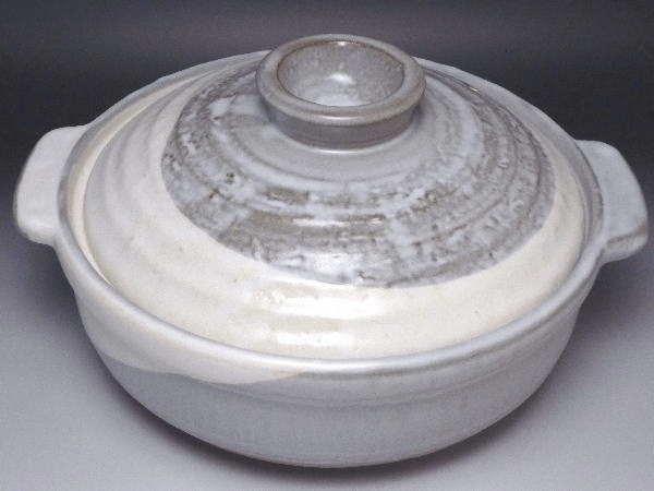 京粉引　深鍋８号（２～３人用）【日本製萬古焼土鍋】
